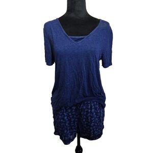 Jockey Dark Blue Floral Shorts Pajama Set - Small